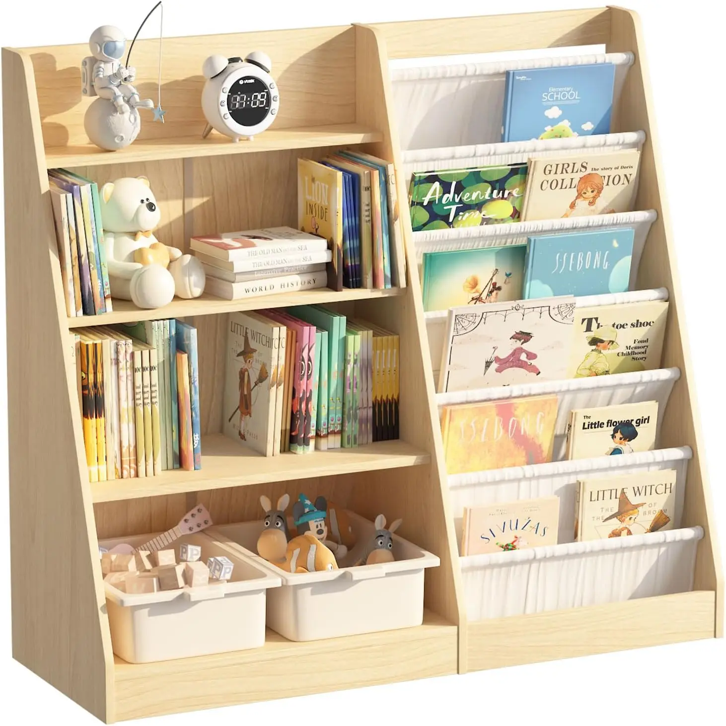 Baby Nursery Bookcase - 4 Tier Kids Bookshelf Baby Toddler