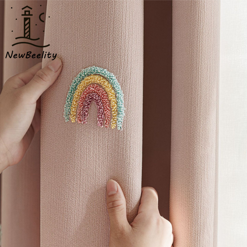 Baby Nursery Curtains - Colorful Rainbow Chenille Children's Room Curtains