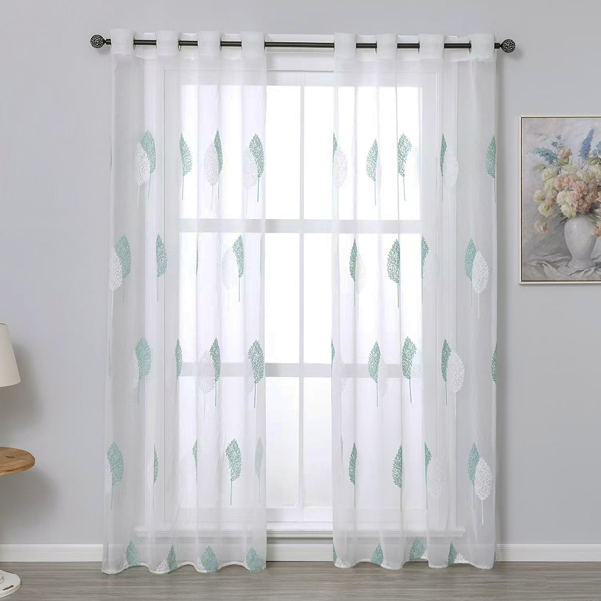 Baby Nursery Curtains - Dark Green Modern Nordic Grommet Top