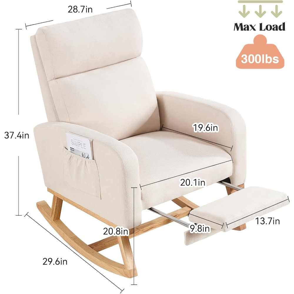 Baby Nursery Nurse - Nursing Glider Rocking Chair With Footrest