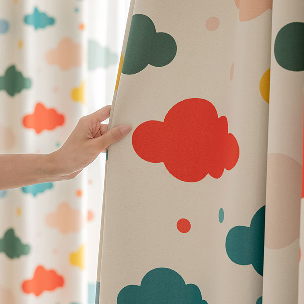 Baby Nursery Curtains - 1pc Cotton Linen Blackout Curtains, Cartoon