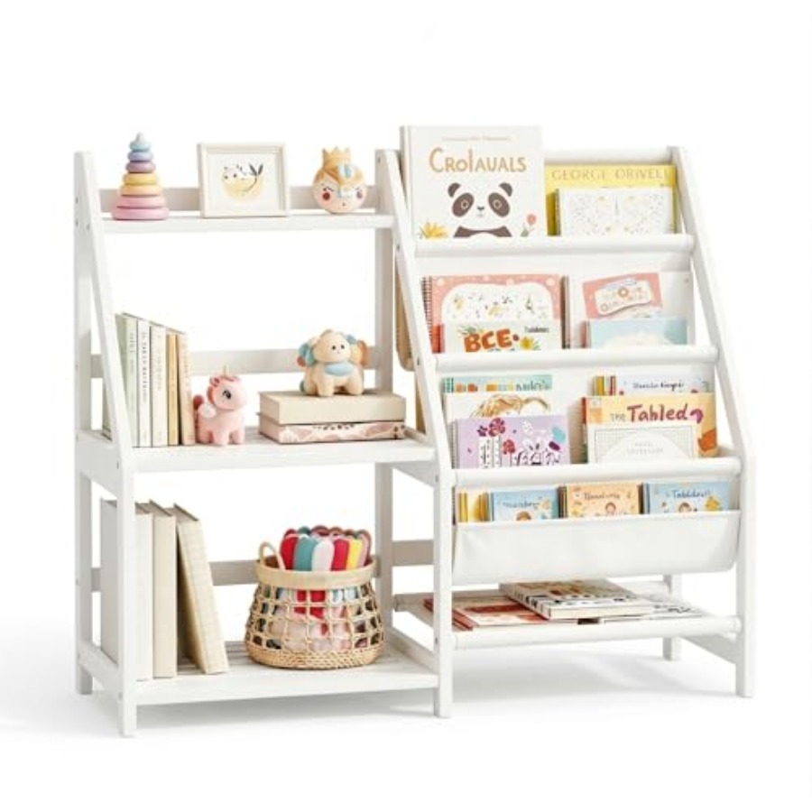 Baby Nursery Bookcase - Bookshelf with Storage 3 Tier Toddler