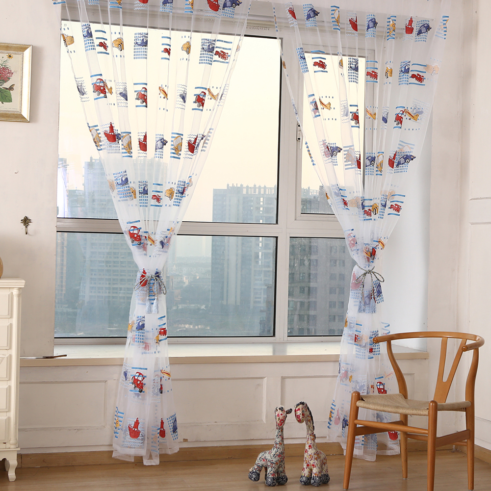 Kids Car Pattern Tulle Sheer D - Baby Nursery Curtains ulasan dan harga