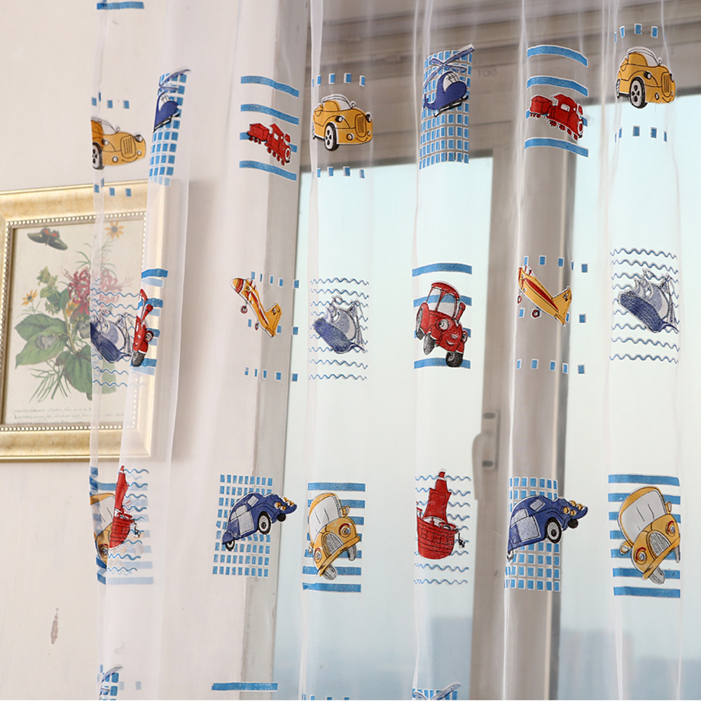 Kids Car Pattern Tulle Sheer D - Baby Nursery Curtains ulasan dan harga