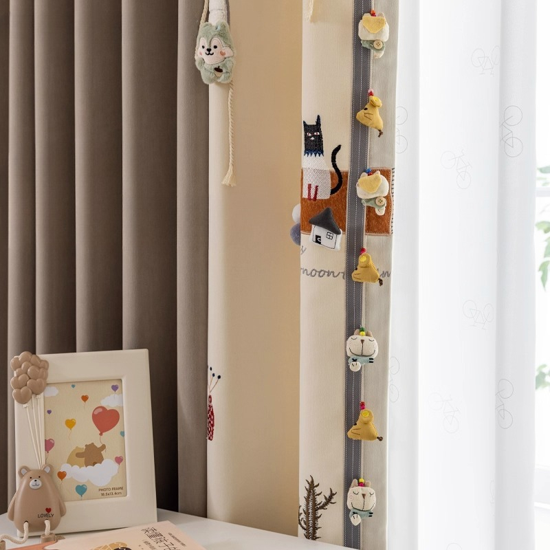 Cat Star Cartoon Embroidery Cu - Baby Nursery Curtains ulasan dan harga