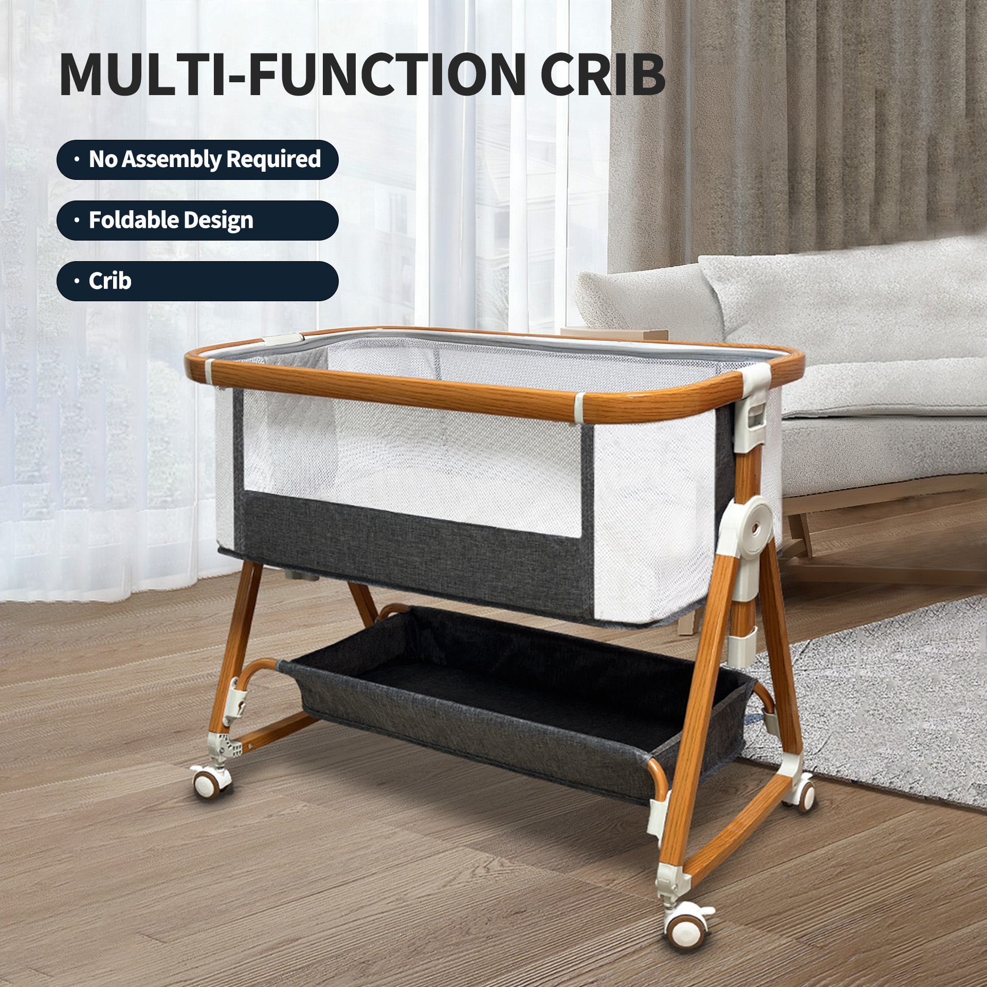 2 in 1 Rocking Baby Crib, Fold - Baby Nursery Hamper ulasan dan harga