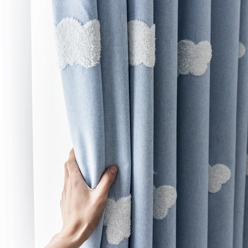 1PC Cartoon 3D Cloud Blue Blac - Baby Nursery Curtains ulasan dan harga