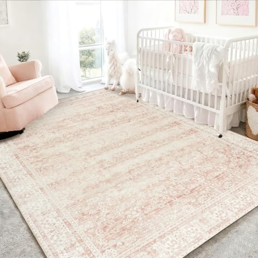 Pink Nursery Rug for Baby Girl - Baby Nursery Neutral ulasan dan harga