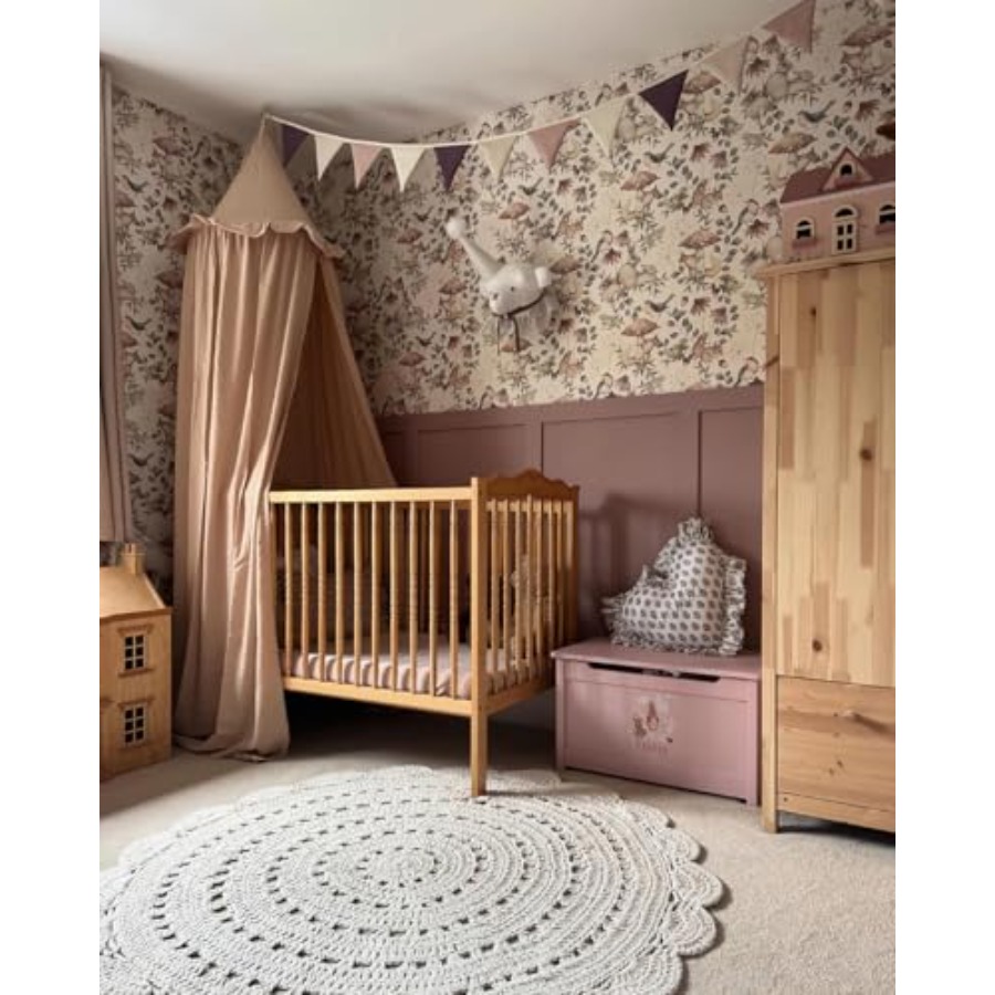 Bed Canopy with Ruffles, Paste - Baby Nursery Neutral ulasan dan harga