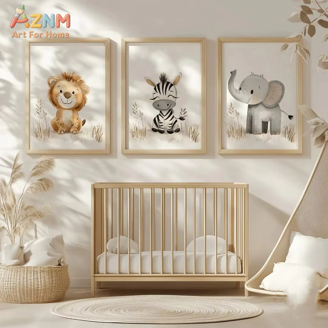 Neutral Nursery Wall Art 3PCS  - Baby Nursery Neutral ulasan dan harga