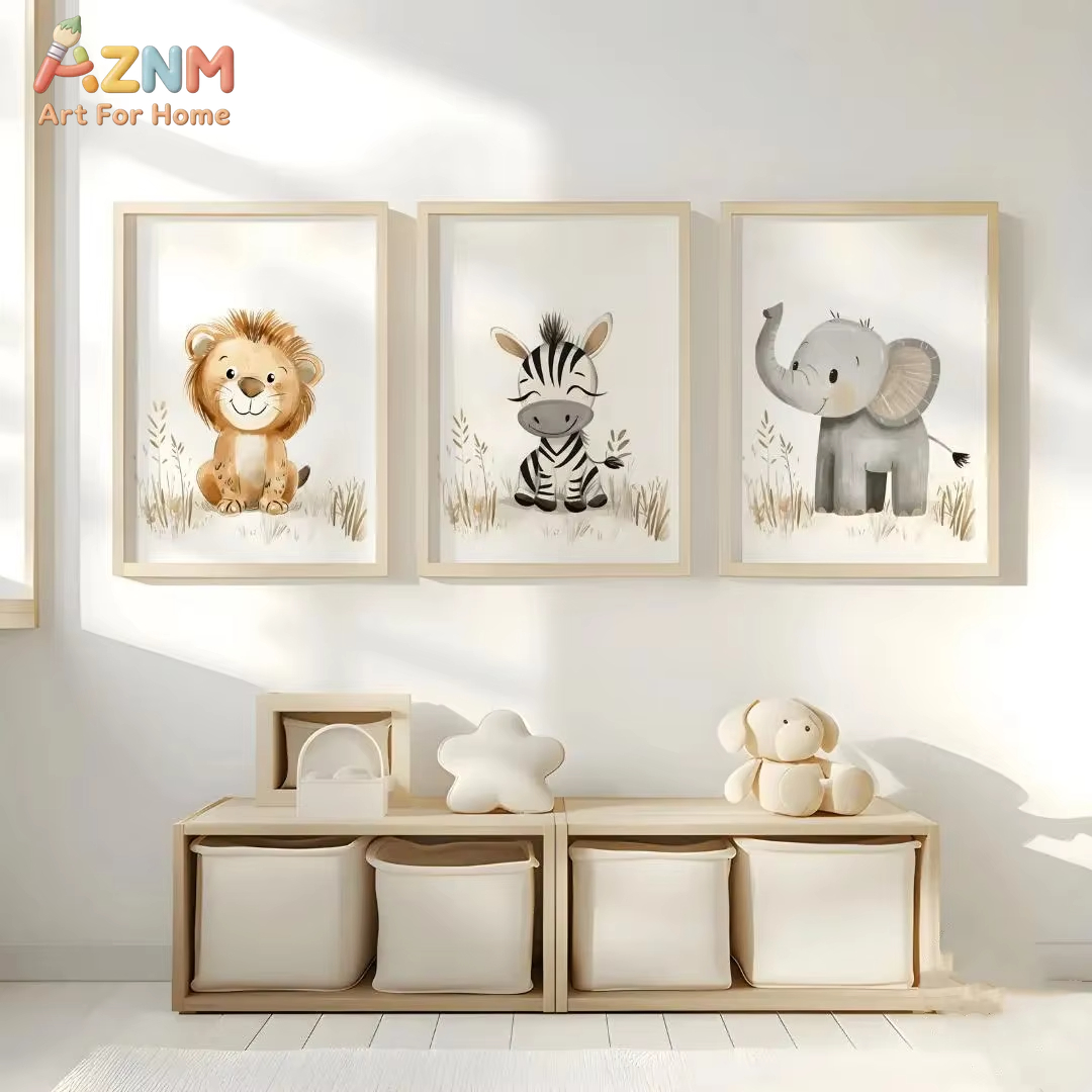 Neutral Nursery Wall Art 3PCS  - Baby Nursery Neutral ulasan dan harga