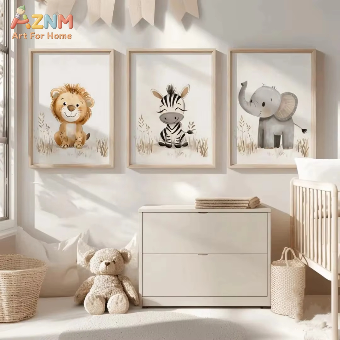 Neutral Nursery Wall Art 3PCS  - Baby Nursery Neutral ulasan dan harga