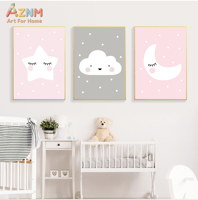 AZNM Cute Cartoon Moon Cloud S - Baby Nursery Neutral ulasan dan harga