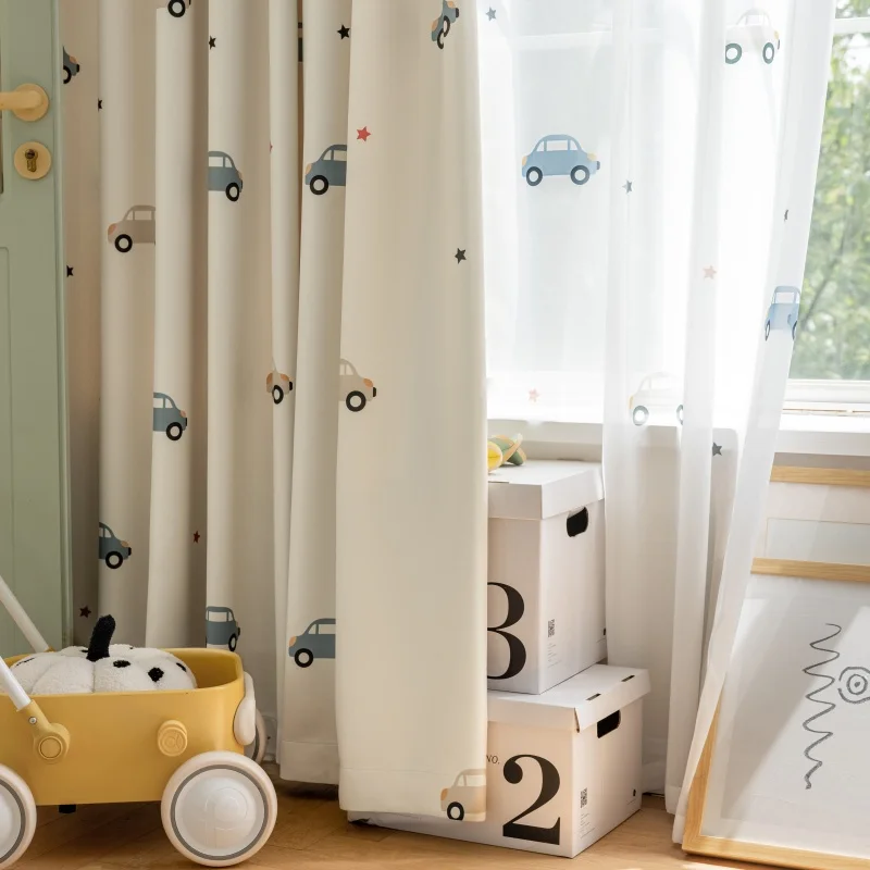 Cartoon Cute Print Car Pattern - Baby Nursery Curtains ulasan dan harga