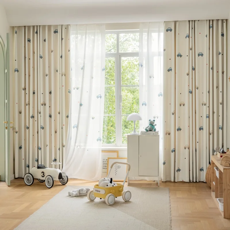 Cartoon Cute Print Car Pattern - Baby Nursery Curtains ulasan dan harga