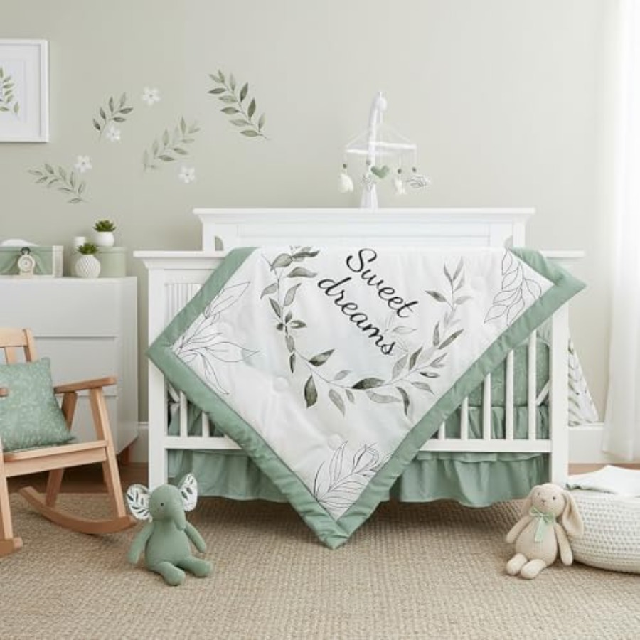 Green Crib Bedding Set 4-Piece - Baby Nursery Neutral ulasan dan harga