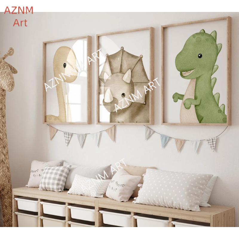 1/3Pcs Dinosaurs prints, neutr - Baby Nursery Neutral ulasan dan harga