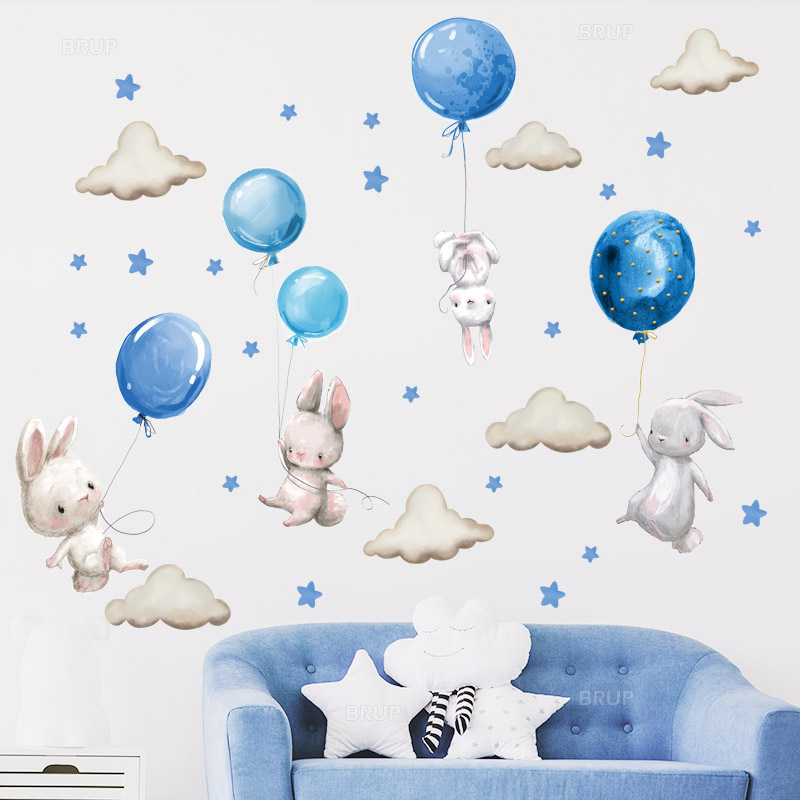 Watercolor Pink Balloon Bunny  - Baby Nursery Accessories ulasan dan harga
