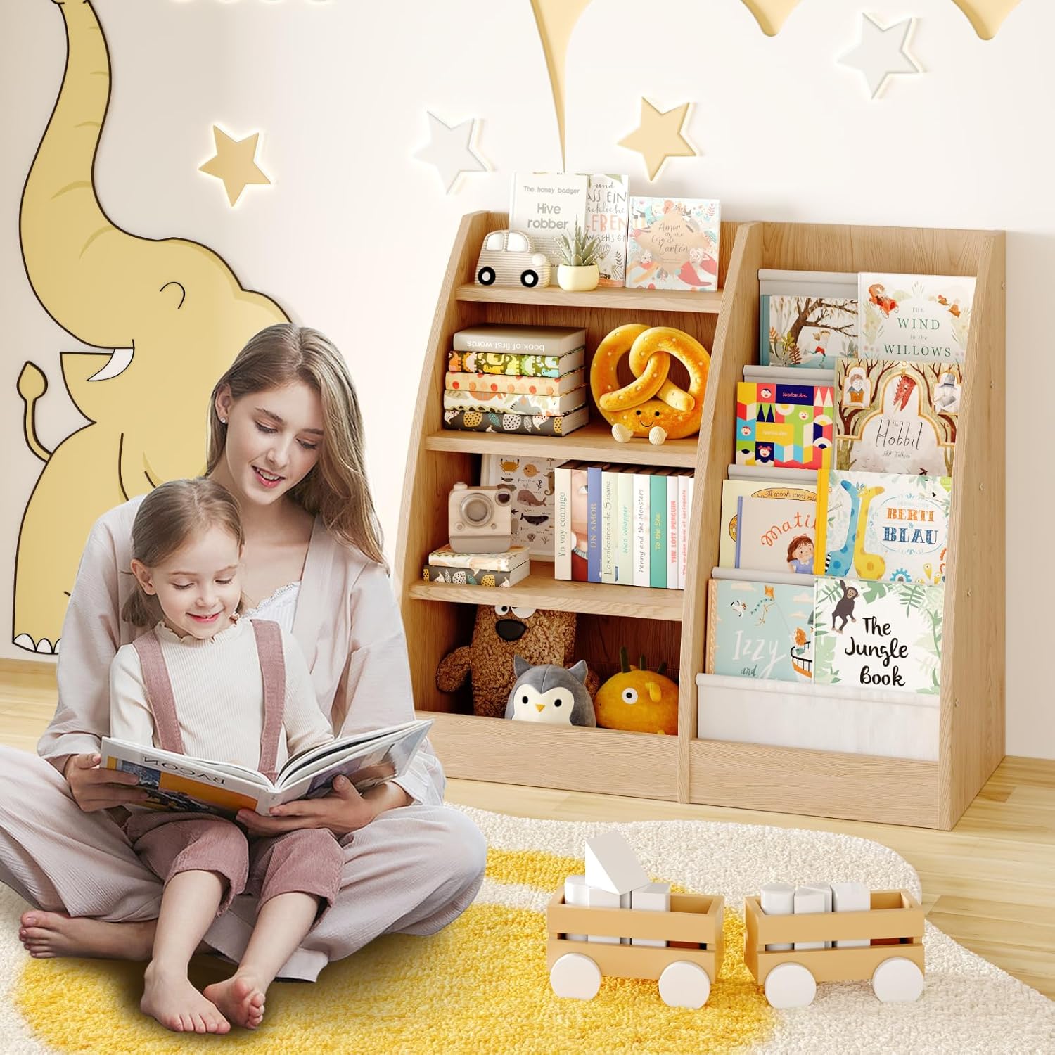 4 Tier Kids Bookshelf,4 Layer  - Baby Nursery Bookcase ulasan dan harga