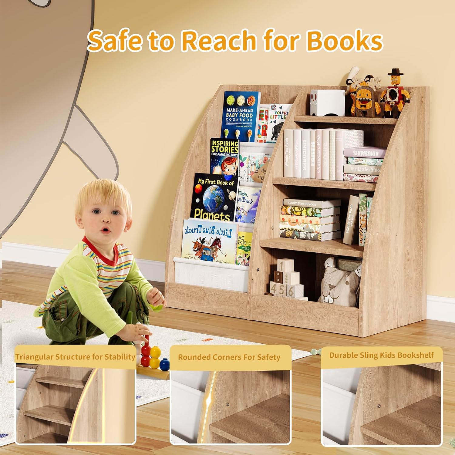 4 Tier Kids Bookshelf,4 Layer  - Baby Nursery Bookcase ulasan dan harga