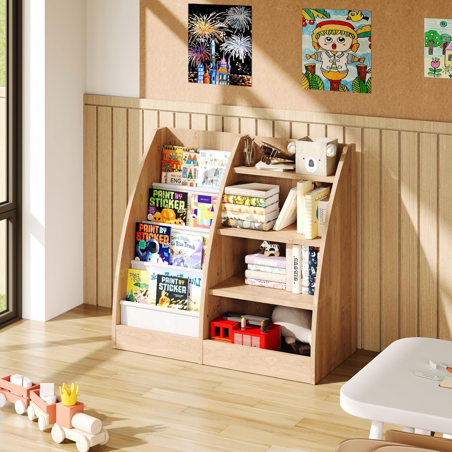 4 Tier Kids Bookshelf,4 Layer  - Baby Nursery Bookcase ulasan dan harga