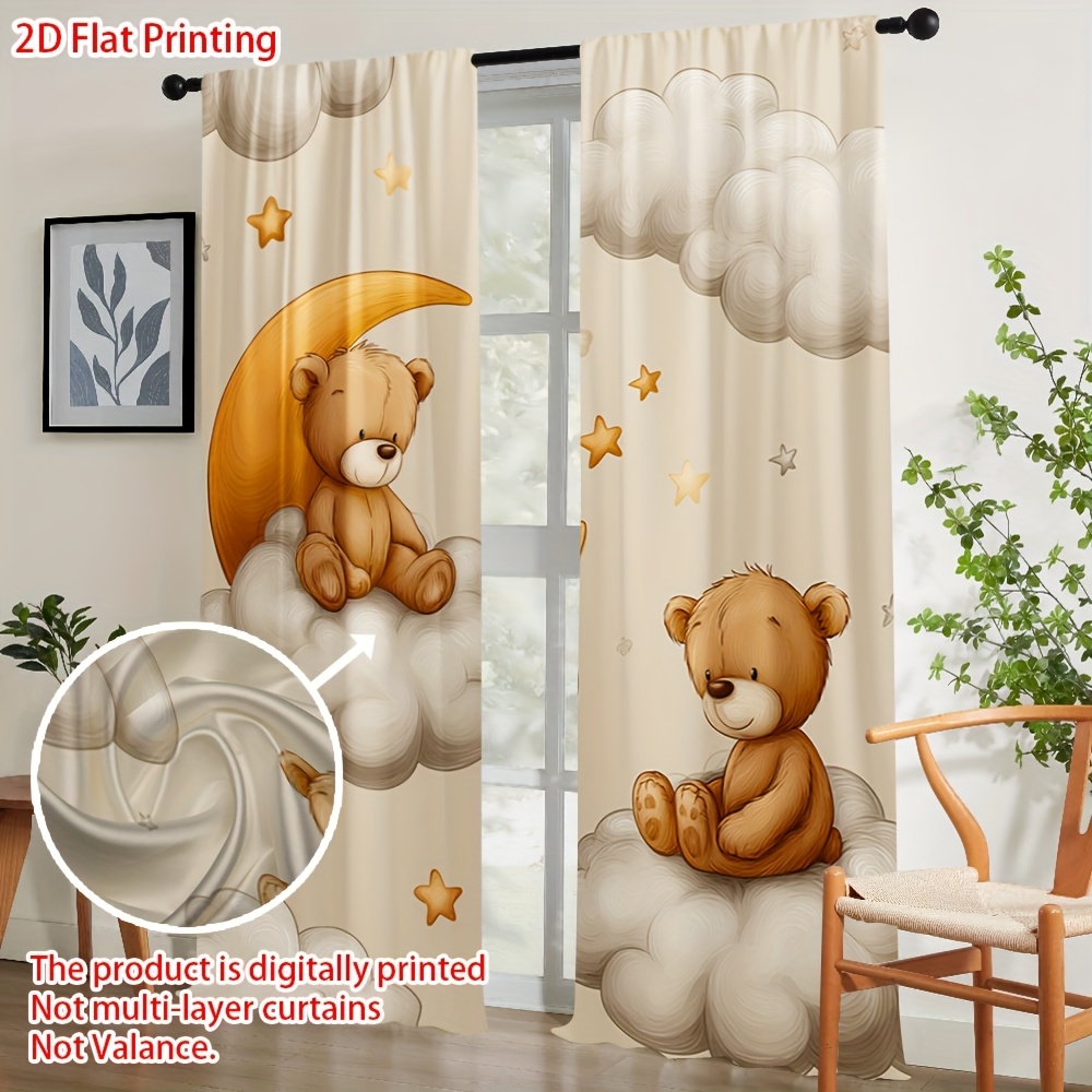 Cartoon Teddy Bear Curtain, Cu - Baby Nursery Curtains ulasan dan harga