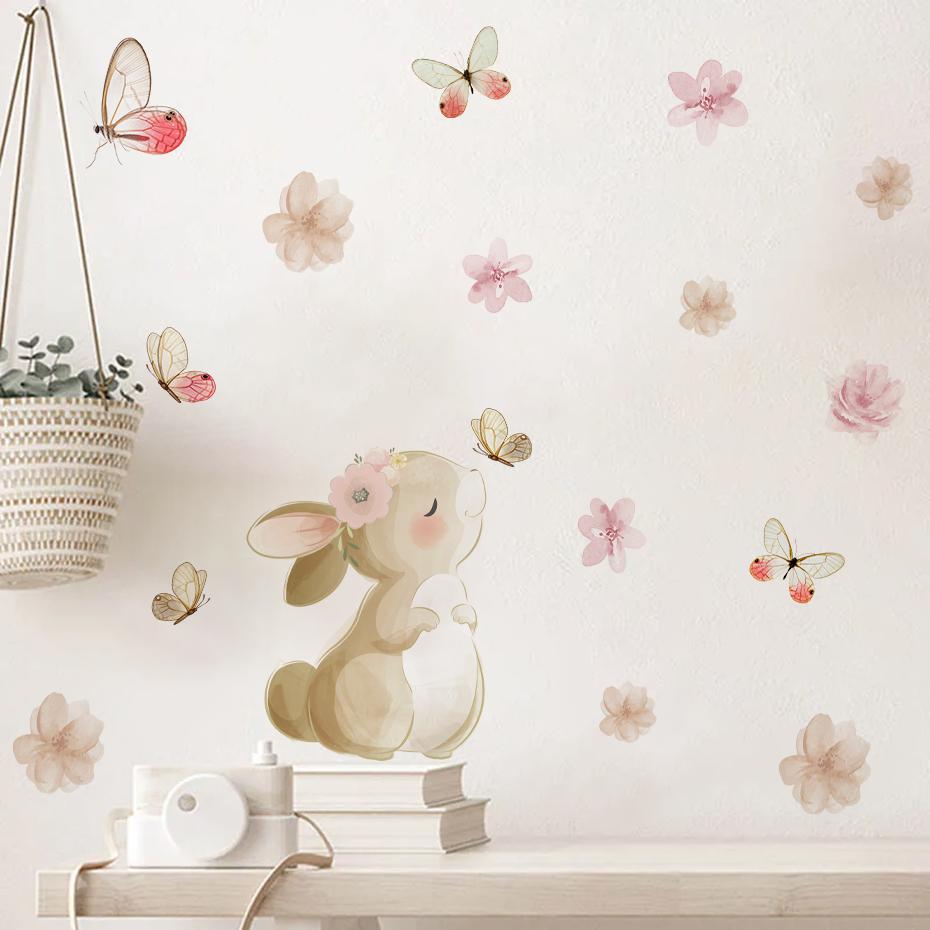 Cartoon Rabbit Flowers Butterf - Baby Nursery Accessories ulasan dan harga