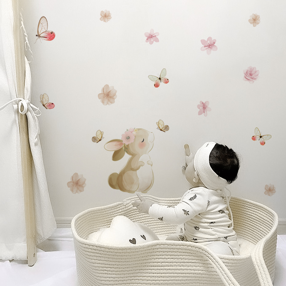 Cartoon Rabbit Flowers Butterf - Baby Nursery Accessories ulasan dan harga