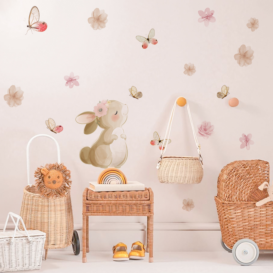 Cartoon Rabbit Flowers Butterf - Baby Nursery Accessories ulasan dan harga