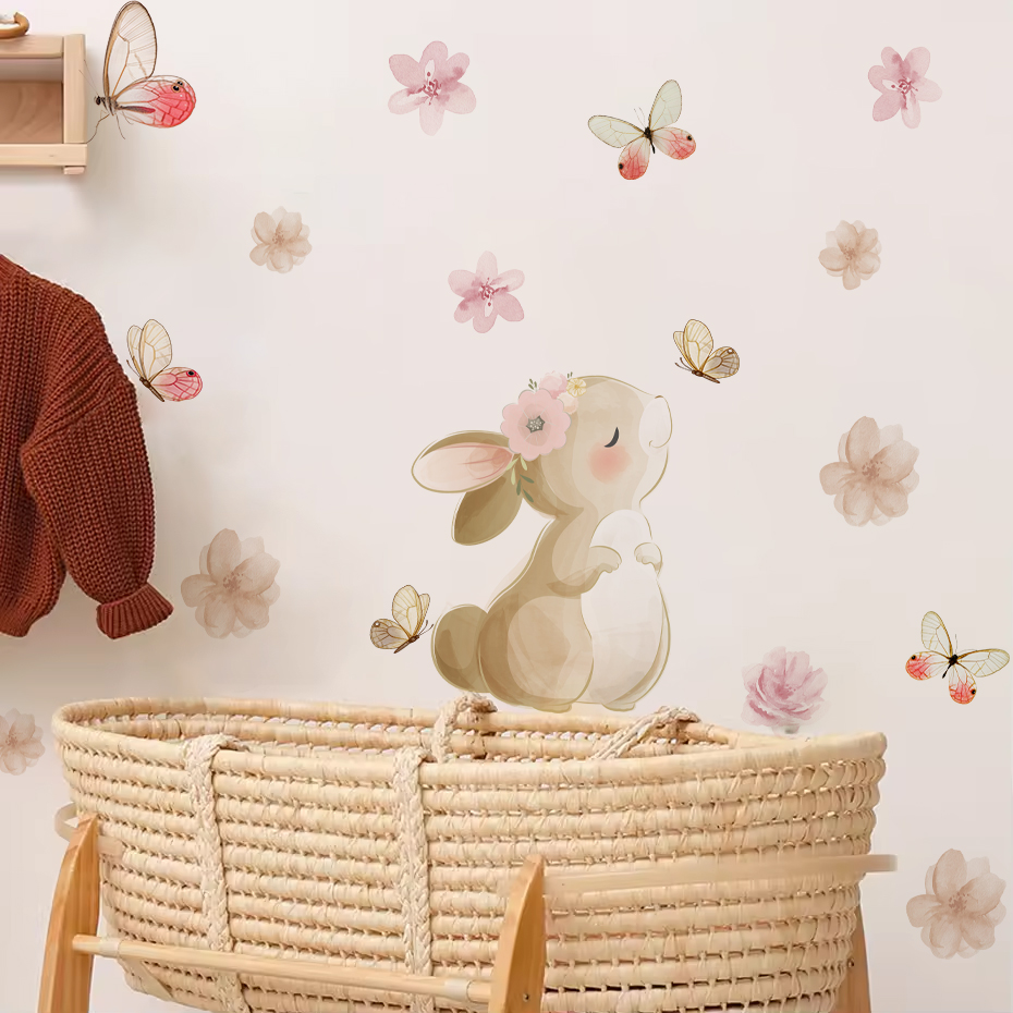 Cartoon Rabbit Flowers Butterf - Baby Nursery Accessories ulasan dan harga
