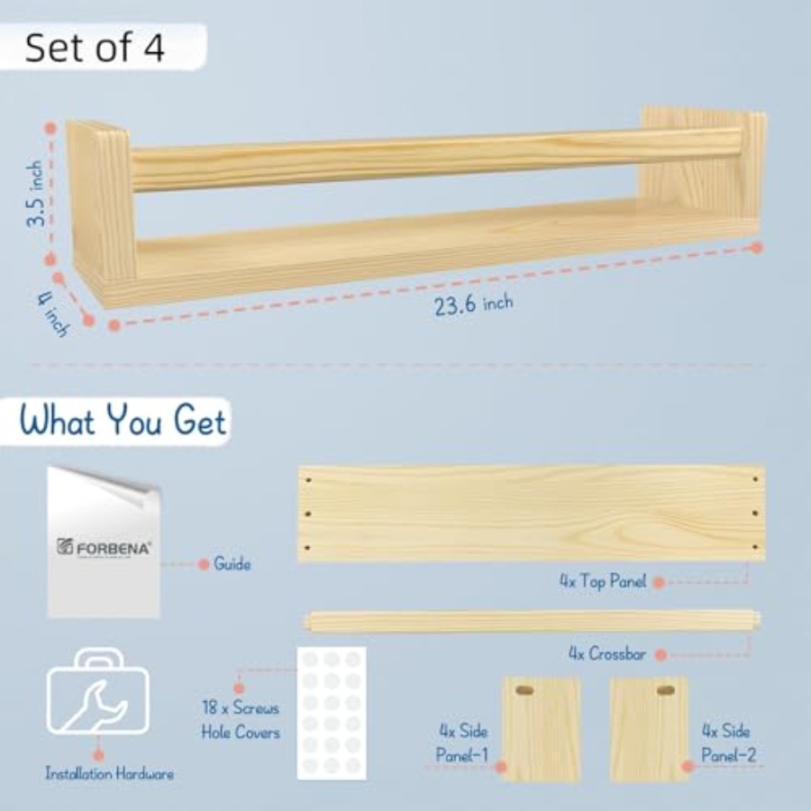 Natural Wood Nursery Bookshelv - Baby Nursery Bookcase ulasan dan harga
