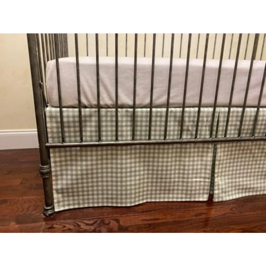 Crib Skirt Gingham Tailored Ba - Baby Nursery Neutral ulasan dan harga