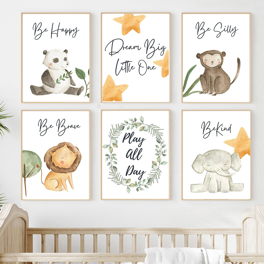 Neutral Jungle Nursery Wall Ar - Baby Nursery Neutral ulasan dan harga