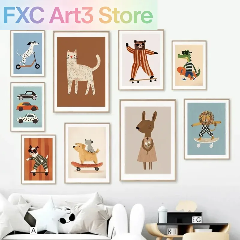 1pc frameless Funny Animals Ra - Baby Nursery Neutral ulasan dan harga