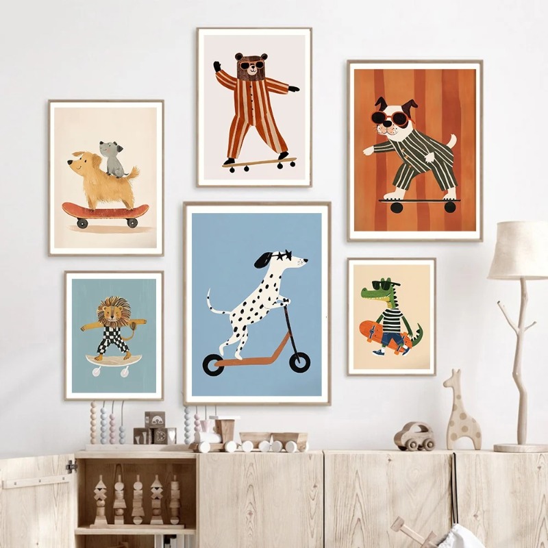 1pc frameless Funny Animals Ra - Baby Nursery Neutral ulasan dan harga