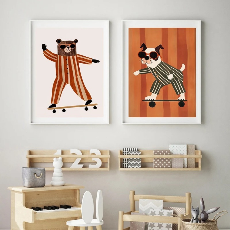 1pc frameless Funny Animals Ra - Baby Nursery Neutral ulasan dan harga