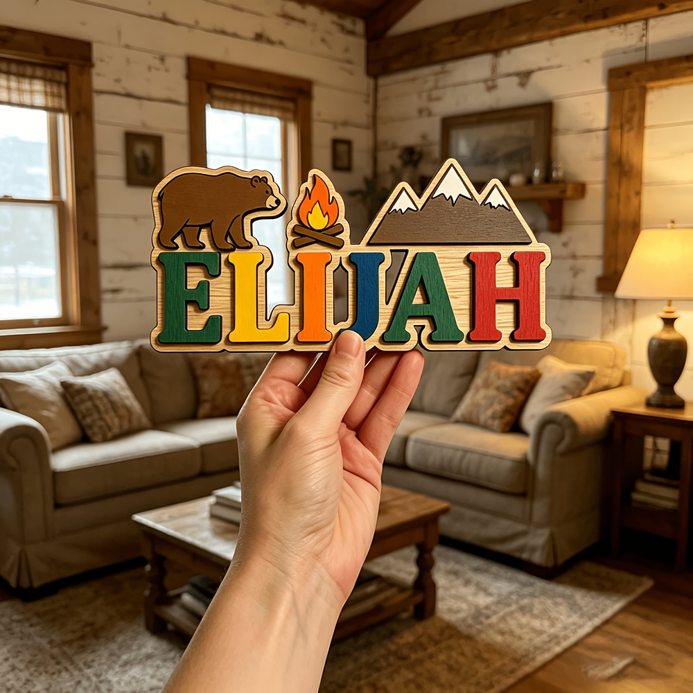 Customizable Bear & Campfire W - Baby Nursery Accent Wall ulasan dan harga
