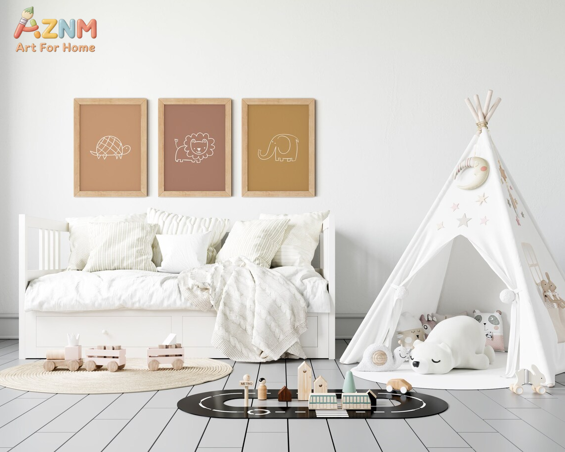 AZNM Boho Neutral Line Art Ani - Baby Nursery Neutral ulasan dan harga