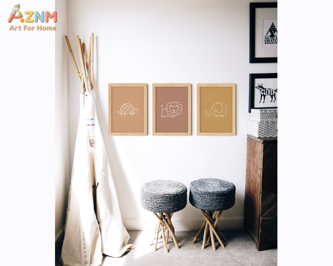 AZNM Boho Neutral Line Art Ani - Baby Nursery Neutral ulasan dan harga